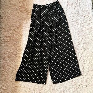 Retro Pinup Quirky Monochrome Polka Dot Wide Leg Pants Womens M Maximalist Indie